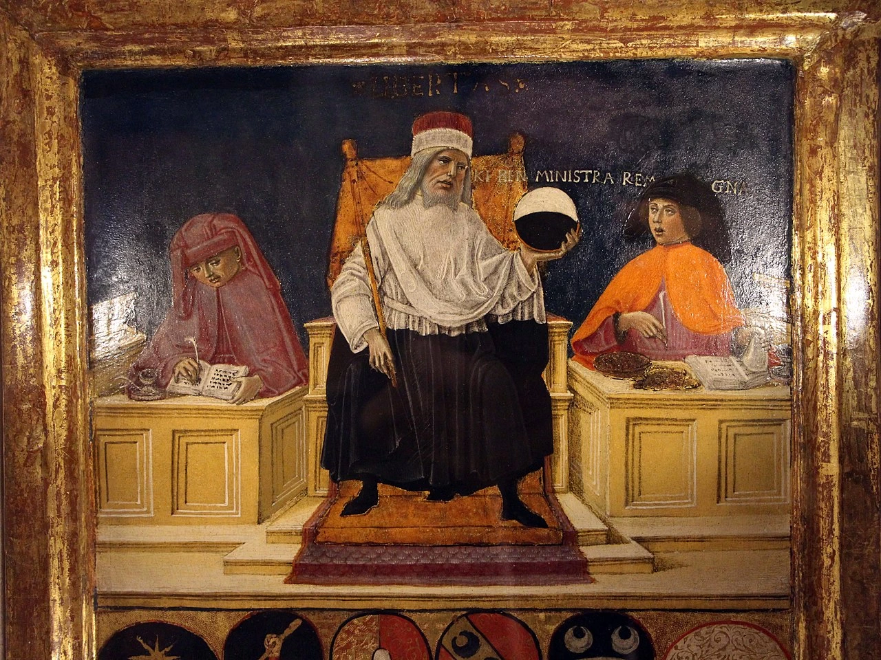 Il buon governo nell'ufficio della gabella - Siena, archivio di Stato, Museo delle tavolette di Biccherna, dettaglio